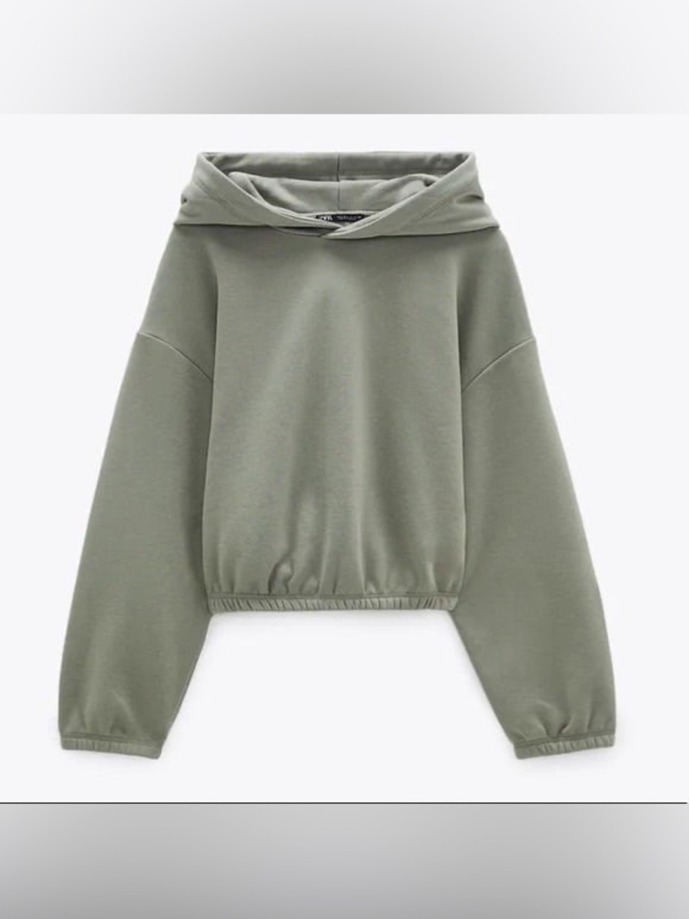 Zara Sage Green Cropped Sweatshirt Hoodie XL